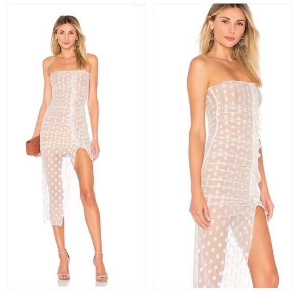 Majorelle White Mesh Dot Lace Bodycon Brady Dress Revolve NWT Sz XS - Picture 1 of 14